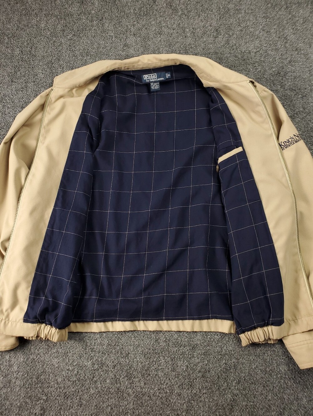 Vintage Polo Ralph Lauren Jacket XL Bi Swing Bomber Beige Microfiber Grid Lined - Picture 4 of 14